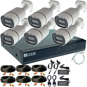 Kit Supraveghere OOGIS&trade K5MN6ECR cu 6 Camere 5MP 2K IR 30m Microfon exterior 1920N extensibil la 8 Complet acces mobil noapte/zi 