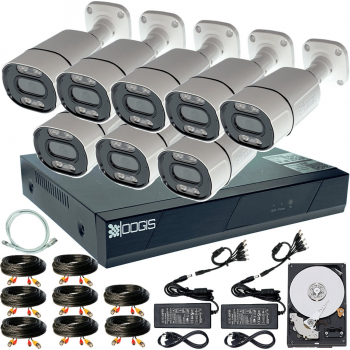 Kit Supraveghere OOGIS&trade K5MX8CR-20 cu 8 Camere 5MP 2K+ IR 30m Microfon exterior 1920P Complet + HDD2TB acces mobil noapte/zi 