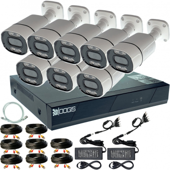 Kit Supraveghere OOGIS&trade K5MX8CR cu 8 Camere 5MP 2K+ IR 30m Microfon exterior 1920P Complet acces mobil noapte/zi 
