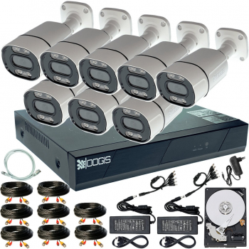 Kit Supraveghere OOGIS&trade K5MN8ECR-20 cu 8 Camere 5MP 2K IR 30m Microfon exterior 1920N extensibil la 16 Complet + HDD2TB acces mobil 