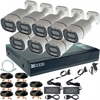 Kit Supraveghere OOGIS&trade K5MX8ECR cu 8 Camere 5MP 2K+ IR 30m Microfon exterior 1920P extensibil la 16 Complet acces mobil noapte/zi 