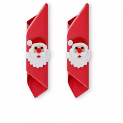 Set 2 inele pentru servetele de Craciun model Mos Craciun 