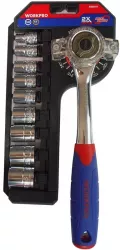 Set cheie clichet cu actionare dubla si capete tubulare Workpro W003014 10 piese