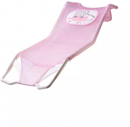 Suport de baie cu cadru metalic si acoperire moale din material textil Baby Bath tip hamac Culoare Roz 