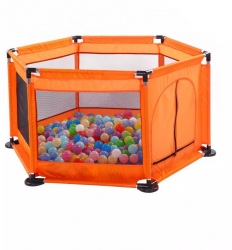 Tarc de joaca metalic pentru copii 128 x 113 x 65 cm portocaliu 