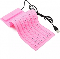 Tastatura flexibila USB sau PS2 Culoare Roz 