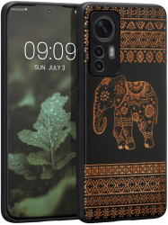 Husa Kwmobile pentru Xiaomi 12/12X Lemn Maro/Negru 56788.05 