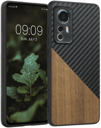 Husa Kwmobile pentru Xiaomi 12/12X Lemn Maro/Negru 58201.01 