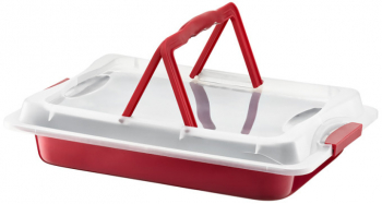 Tava copt cu capac plastic 49x29cm invelis antiaderent otel AMBITION Cherry 