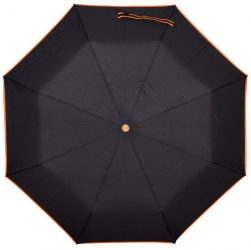 Umbrela telescopica neagra cu margine portocalie deschidere si inchidere automata diametru 102cm 