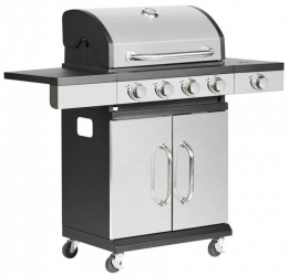 Gratar gradina grill dreptunghiular cu gaz 4+1 arzatoare cu roti capac 120x48x110 cm   BBQ Forbes  