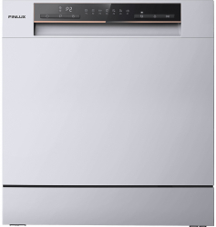 Masina de spalat vase compacta Finlux WQP8 Silver 55cm Clasa F 8 seturi 7 programe Inox 