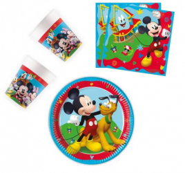 Set de petrecere din 32 de piese Mickey Mouse si casa Distractiei 