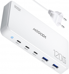 Statie incarcare 120W MOGODA® 1 x USB C 65W 1 x USB type C 45W 1 x USB type C 20W 2 x USB 18W 5 porturi Fast charge Compatibil Sa 
