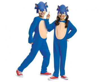 Costum carnaval Ariciul Sonic pentru copii albastru marime M 7-8 ani 