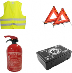 Kit siguranta auto valabilitate 5 ani Trusa medicala Stingator cu pulbere 2x Triunghi Vesta reflectorizanta