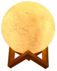 Lampa de veghe luna 3D Moon Light lumina LED alb cald alimentare baterii fara acumulator stand din plastic inclus 12 cm eMazing 