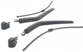 Set 2 bucati Brat stergator luneta cu capac si lamela stergator compatibil VW TRANSPORTER V 04.2003 - 08.2015 negru 