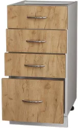 Corp inferior de bucatarie cu 4 sertare Sani Modest 40x48x82 cm Alb si Stejar Kraft 