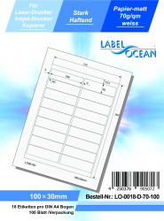 Etichete Autoadezive LabelOcean pe Suport A4 Dimensiuni 100x30 mm Mate 100 Coli 
