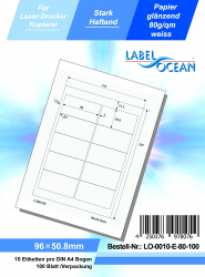 Etichete Autoadezive LabelOcean pe Suport A4 Dimensiuni 96x50.8 mm Lucioase 100 Coli 