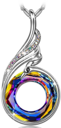 Lant cu pandantiv pasare Phoenix Mbrands cu noul cristal vulcan austria 