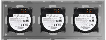 Intrerupator 3 x Simplu cu Touch din Sticla LUXION Gri 