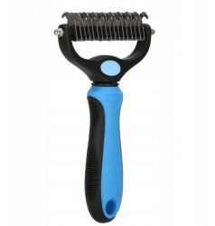 Perie tip Trimmer pentru Ingrijire Caini si Pisici cu Piaptan Descalcitor si 17+9 Dinti Culoare Negru/Albastru 