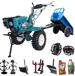 Motocultor Dakard 7CP HS1000BNEW cu Remorca DKD LY800 Utilaje si Uleiuri 
