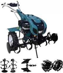 Pachet motocultor Dakard HS1100D New 16CP cu freze roti metalice si plug reversibil 
