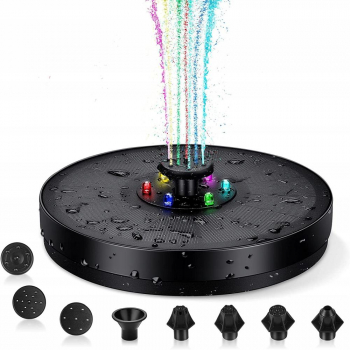 Fantana Arteziana 7-in-1 Plutitoare pe Apa cu Incarcare Solara si Iluminare LED Multicolor Diametru 16 cm