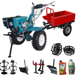 Motocultor Dakard 7CP HS1000BNEW cu Remorca DKD LY500NEW Utilaje si Uleiuri