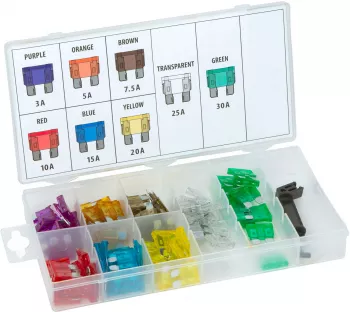 Set sigurante auto + demontator in cutie de depozitare - 97 buc - 3-30A - 19 x 13 mm 