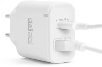Adaptor de retea USB + Type-C PD20W cu incarcare rapida - alb 