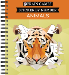 Brain Games - Sticker by Number Animals 2 Books in 1 - Geometric Stickers - Publications Internatio 