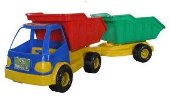 Camion de jucarie tip basculanta cu remorca pentru copii 70 cm Culoare Albastru 