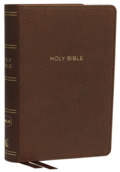 NKJV Reference Bible Compact Large Print Imitation Leather Brown Red Letter Edition Comfort Prin 
