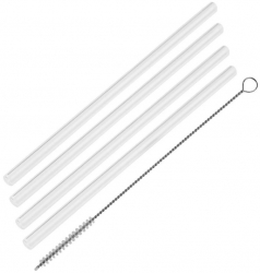 Paie de sticla cu perie Fackelmann 54845 4 buc + 1 22 cm Diametru 8 mm Sticla Transparent