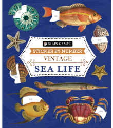 Brain Games - Sticker by Number - Vintage Sea Life 28 Images to Sticker - Publications Internationa 