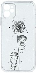 Husa BestCase Comp Cu Apple iPhone 11 Girl And Boy Camera Prot 2MM Crystal Glitter Grey ST 1049 