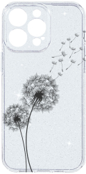 Husa BestCase Comp Cu Apple iPhone 15 Pro Max Dandelion Camera Prot 2MM Crystal Glitter Grey ST 22 