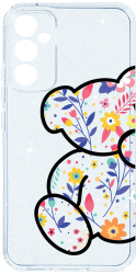 Husa BestCase Comp Cu Samsung Galaxy A14 5G Flower Teddy Bear Camera Prot 2MM Crystal Glitter Grey ST 983 