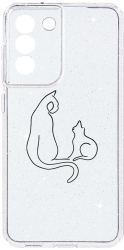 Husa BestCase Comp Cu Samsung Galaxy S21 FE Abstract Cat Camera Prot 2MM Crystal Glitter Grey ST 738 