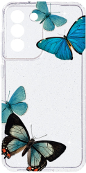 Husa BestCase Comp Cu Samsung Galaxy S22 Beautiful Blue Butterflies Camera Prot 2MM Crystal Glitter Grey ST 991 
