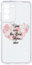 Husa BestCase Comp Cu Samsung Galaxy S21 FE Best Mom Ever Camera Prot 2MM Crystal Glitter Grey ST 30 