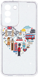Husa BestCase Comp Cu Samsung Galaxy S21 FE I Love London Camera Prot 2MM Crystal Glitter Grey ST 732 