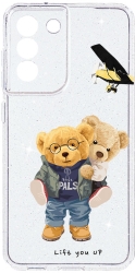 Husa BestCase Comp Cu Samsung Galaxy S21 FE Teddy Bear Lift me up Camera Prot 2MM Crystal Glitter Grey ST 933 