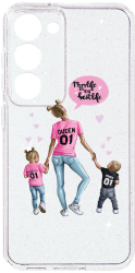 Husa BestCase Comp Cu Samsung Galaxy S23 Mom Life Boy And Girl Camera Prot 2MM Crystal Glitter Grey ST 557 