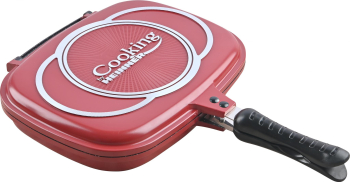 Tigaie dubla grill dreptughiulara Easy Cook Red aluminiu 32x24x7.5 cm rosie