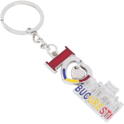 Breloc I love Bucuresti metal suvenir Romania 10 cm 